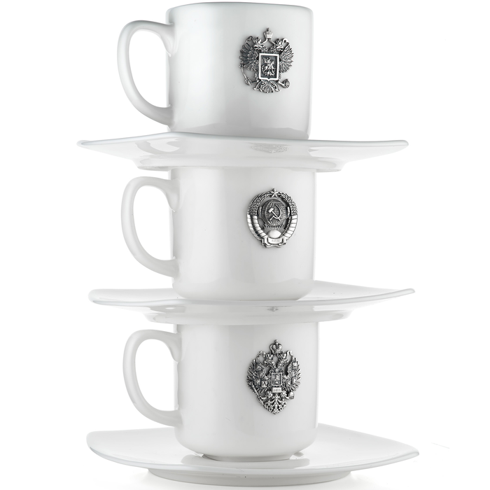 Coffee set made of porcelain and silver "Epoch" for 3 persons
